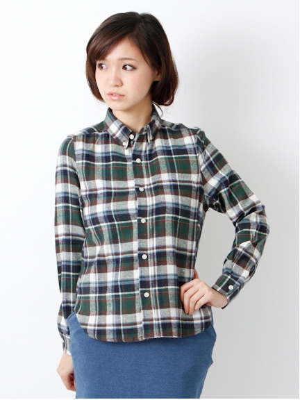 ネルチェック 長袖ボタンダウンシャツ