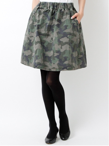 カモフラプリント ギャザースカート