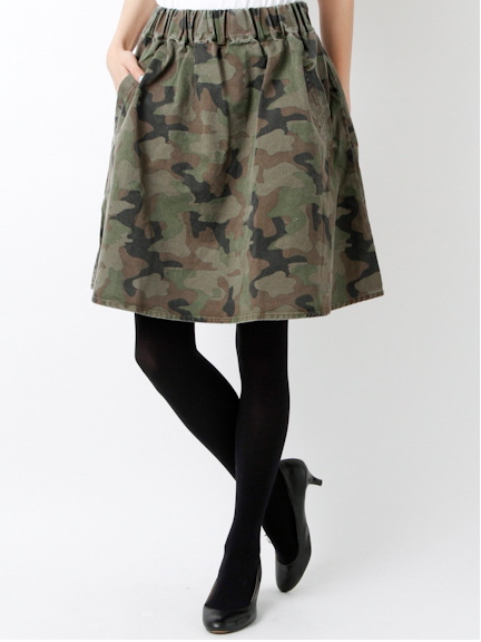 カモフラプリント ギャザースカート