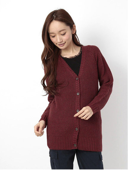 ・引揃杢 片アゼロングカーディガン