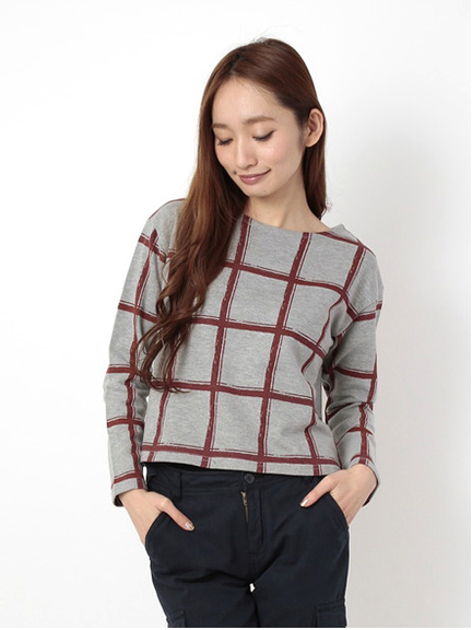 ・30/10裏毛チェックプリント 長袖プルオーバー