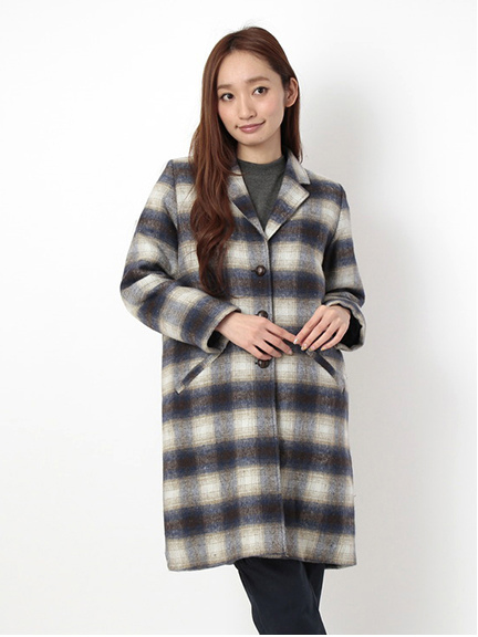 ・チェック裏キルト チェスターコート