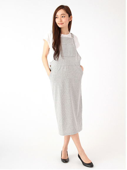 ・細ストライプ裏毛 サロペットスカート