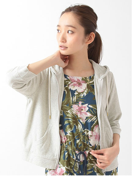 SEVENDAYS=SUNDAY パイル 7分袖ジップアップパーカー