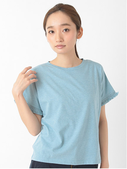 ・天竺フリンジ付 半袖TEE