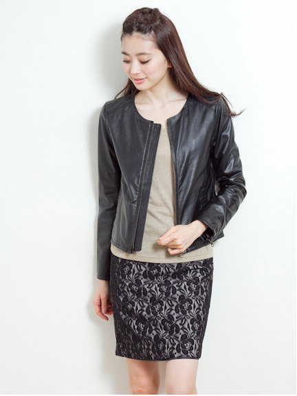 lamb leather round neck/LBZ アースミュージック&エコロジー