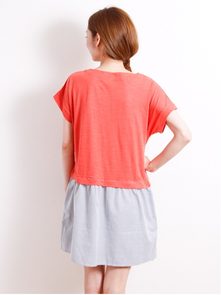 Green Parks ムジ×ストライプドッキングワンピース