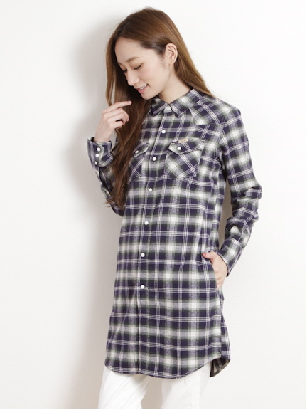 WRウエスタンチェック長袖チュニック