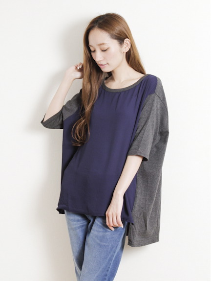 N配色カット7分袖チュニック