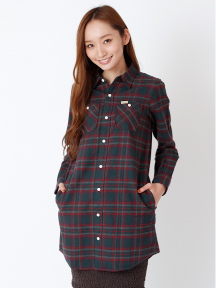 WRネルチェックシャツチュニック