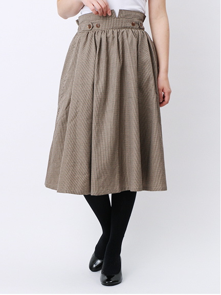 カラー千鳥インベル釦付スカート