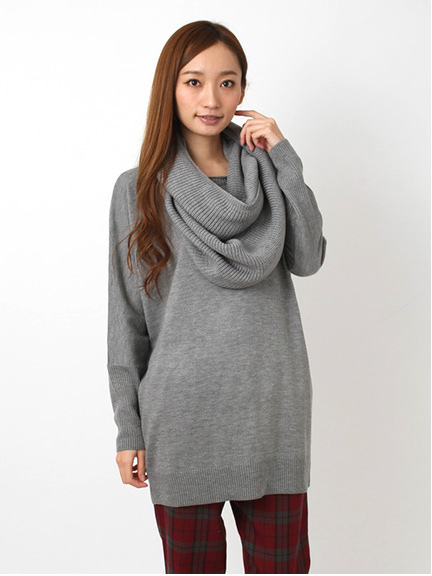 N スヌード付ニットチュニック