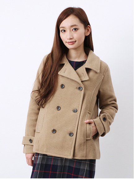 B中綿キルティングピーコート