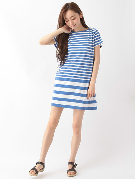 Green Parks Bパネルボーダーワンピース