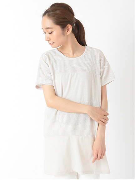 ・U切替ボーダーカットチュニック
