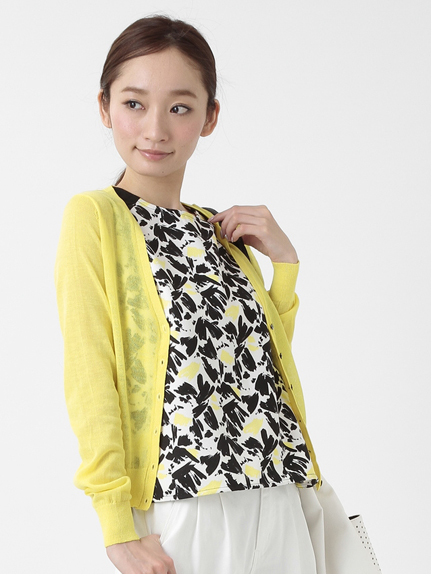 YECCA VECCA シアーVネックニットカーディガン