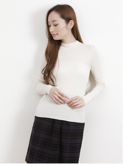リブハイネックニット
