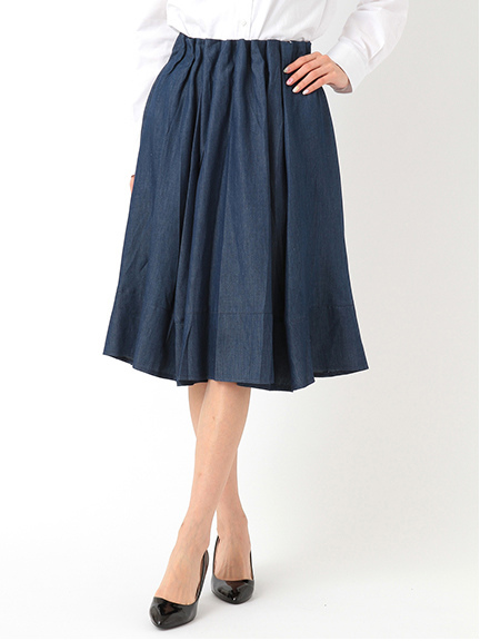 ・デニムタックフレアスカート