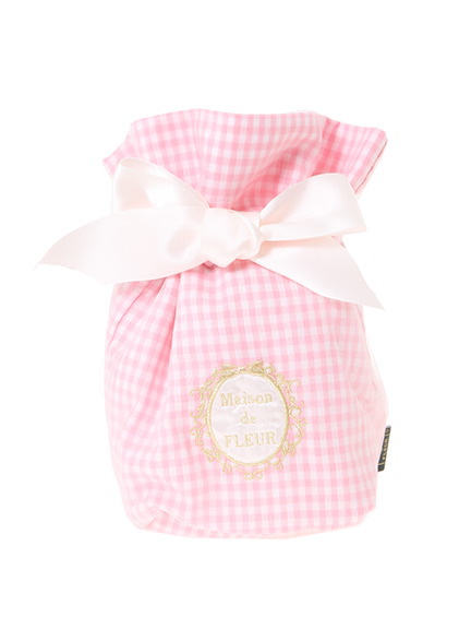 ギンガムチェックビックリボンポーチ