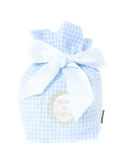 ギンガムチェックビックリボンポーチ