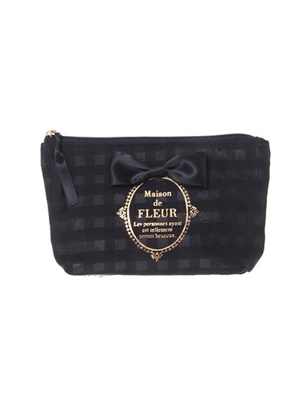 ・ギンガムチェックブランドロゴポーチ