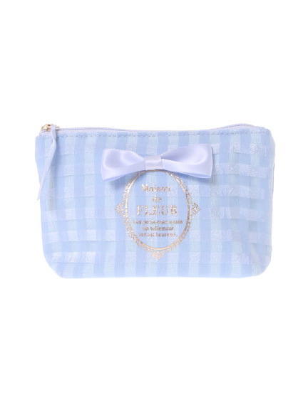 ・ギンガムチェックブランドロゴポーチ