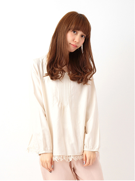 モチーフレース裾レースブラウス 1702769-12-11-11