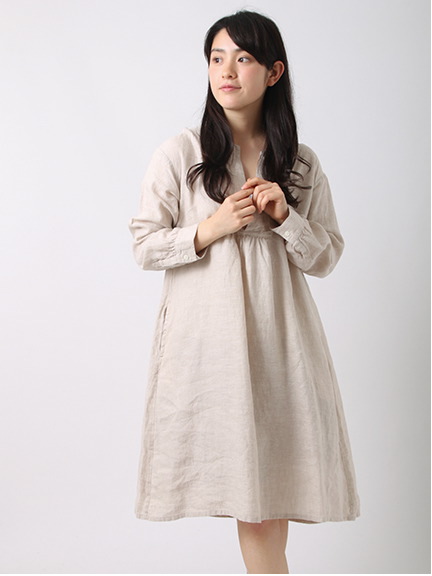 フレンチリネン無地ワンピース 1101717-12-11-11