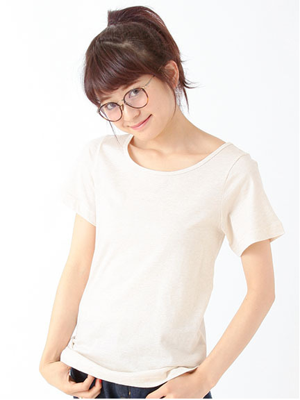 モイスチャー無地半袖カットソー 1202958-22-11-12