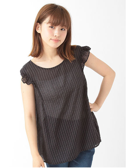 ストライプフリルブラウス 1702810-23-11-11