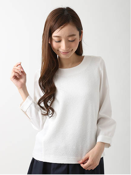 ニットツイード×サテンブラウス 1702844-12-12-11