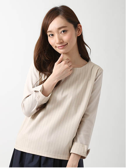 ポンチ×布帛ストライププルオーバー 1702742-12-12-11