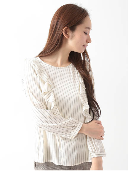 ジョーゼットストライプブラウス 1702841-21-12-11