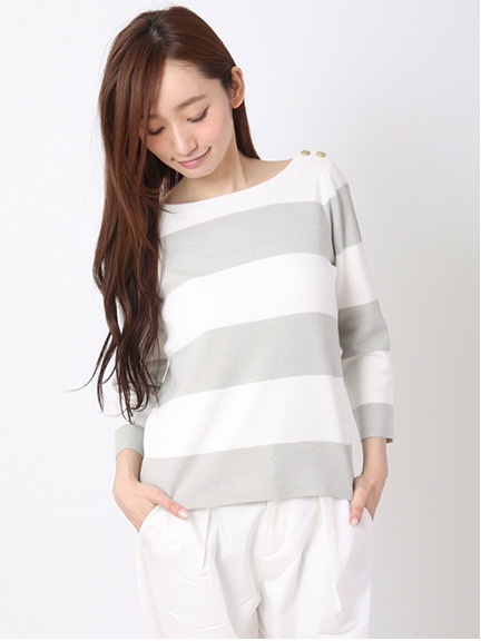 強撚ミラノリブ太ボーダープルオーバー 1602296-21-12-11