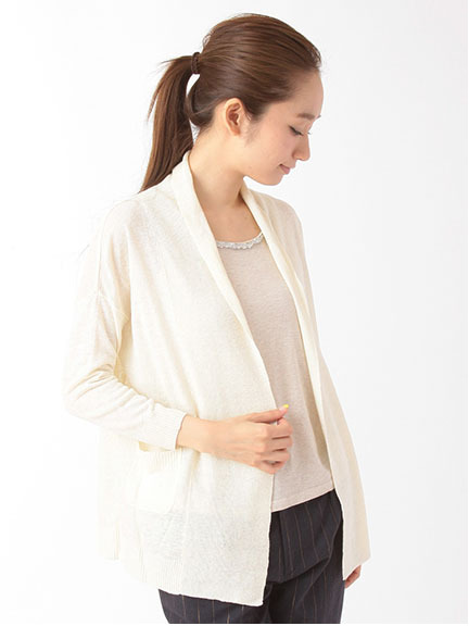 フレンチリネンショールカーディガン 1602514-22-12-11