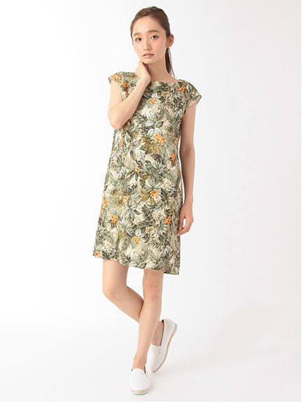 ブッチャーボタニカルプリントサックワンピース 1101962-22-12-11