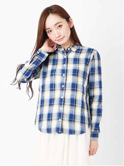 フレンチリネンチェックシャツ 1702667-21-18-11