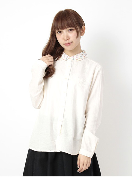ehka sopo 綿ビエラ襟刺繍ブラウス 1702653-42-13-11