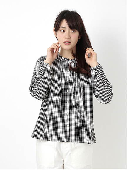 ギンガムチェック丸襟ブラウス 1702722-11-13-11