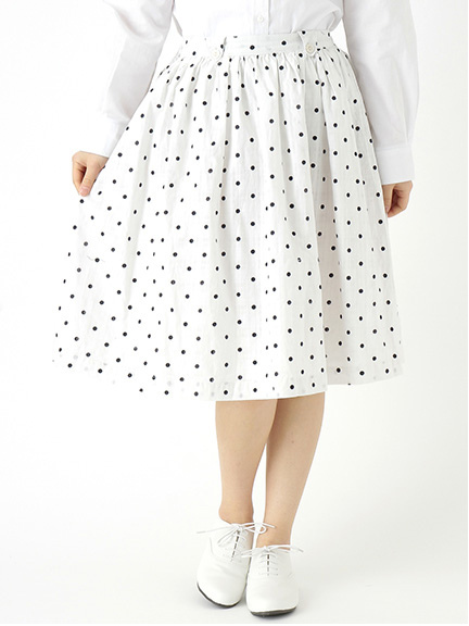 ドットプリントギャザースカート 1501213-12-13-11