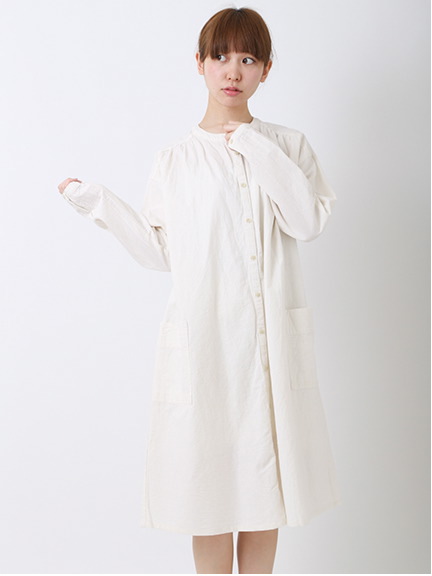 前開きギャザーワンピース