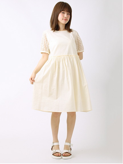 ドビー袖レースワンピース 1101959-22-13-11