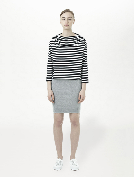 ボトルネックボーダー長袖プルオーバー