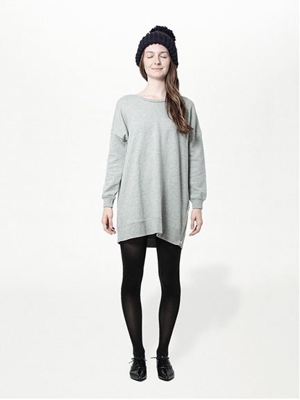 スエット裾ジップ長袖ワンピース