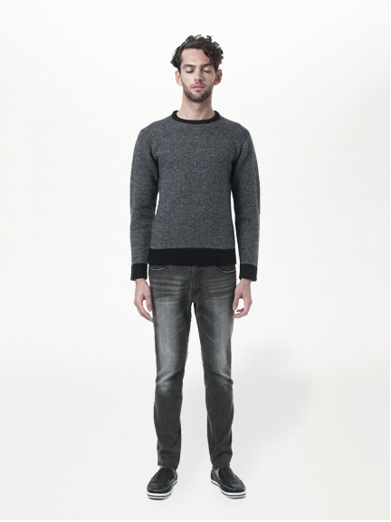 Men's ブラックデニムスリムパンツ(Used)