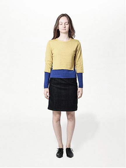 バイカラー長袖ニットプルオーバー