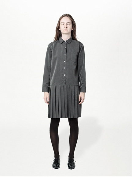 ローウエストキリカエ長袖シャツワンピース