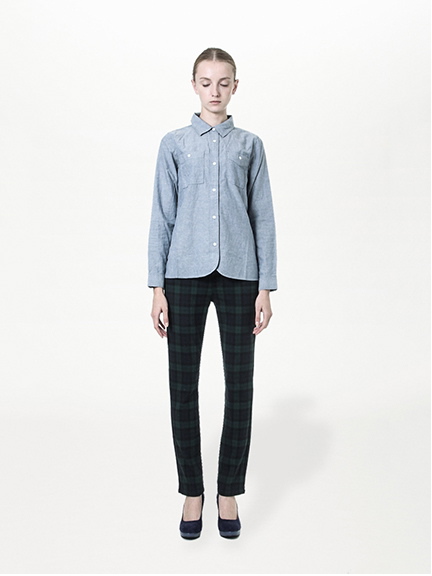 シャンブレー長袖シャツ