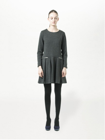 ジップポケット長袖ワンピース