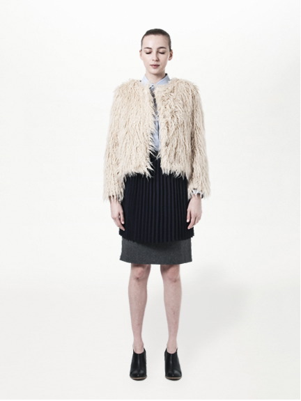 ノーカラーエコファーコート(カール)